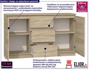Z drzwiczkami komoda i szufladami sonoma dąb 120 cm D1-P69