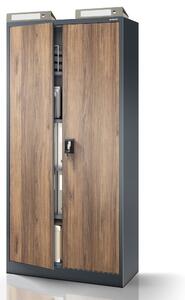 Szafa na dokumenty biurowa metalowa antracytowa/ orzech: Eco Design JAN H, 900 x 1950 x 400 mm