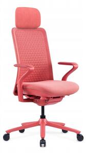 Ergonomiczny fotel Polka czerwony trójwymiarowa sitaka/tkanina