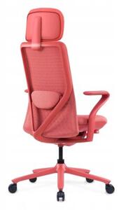Ergonomiczny fotel Polka czerwony trójwymiarowa sitaka/tkanina