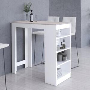 Stolik barowy pod hoker AKORD Biały 115 cm kolor Dąb Sonoma mat 4 półki 115x50x103 cm