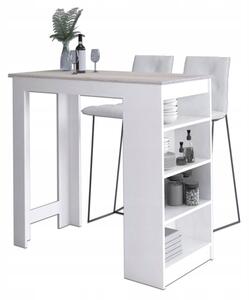Stolik barowy pod hoker AKORD Biały 115 cm kolor Dąb Sonoma mat 4 półki 115x50x103 cm