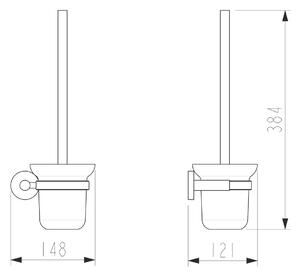 SAPHO XR323 X-Round Szczotka ścienna WC, szkło mleczne, mosiądz