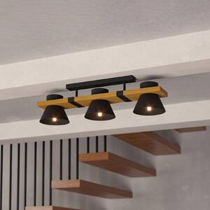 EGLO Lampa sufitowa Maccles czarna z drewnem, 3-pkt