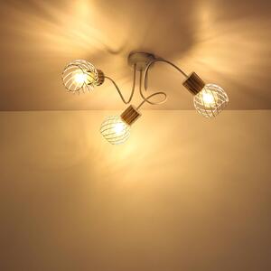 Globo Lampa sufitowa Luise biała i wygląd drewna, 3-pkt