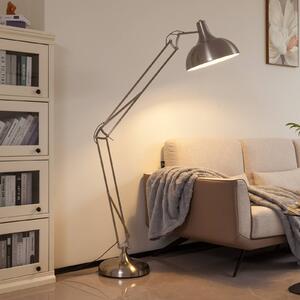 Lampa stojąca Lindby Leia, srebrny, metal, 180cm, obrotowy, E27 Leia, chromowy / srebrny, salon / jadalnia, metal, nowoczesny