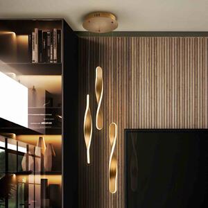Schuller Valencia Lampa wisząca Twist, możliwość ściemniania, mosiężny / złoty, salon / jadalnia, aluminium