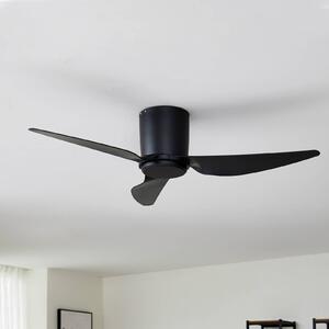 Wentylator sufitowy Lindby Aulo, czarny, DC, cichy, Ø 123 cm Aulo, czarny, salon / jadalnia, metal, nowoczesny