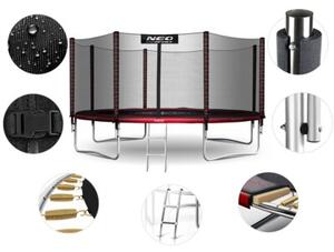 Trampolina ogrodowa 374cm 12ft drabinka siatka zew. Neo-Sport