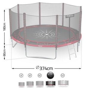 Trampolina ogrodowa 374cm 12ft drabinka siatka zew. Neo-Sport