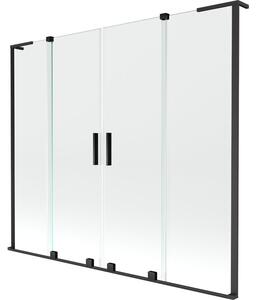 Mexen Velar L Duo parawan nawannowy 2-skrzydłowy rozsuwany 200 x 150 cm, transparent, czarny - 896-200-003-02-70