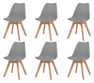 Krzesła stołowe, 6 szt., szare, plastikowe