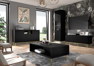 Czarna ława z lamelami w stylu glamour - Livorno 13X