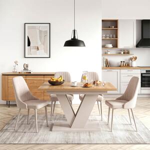 Zestaw Stół Prostokątny Rozkładany CLARK 120-160 cm Dąb Artisan/Kaszmir i 4 Krzesła TORINO Kremowe