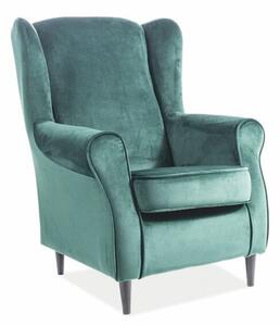 Fotel uszak BARON VELVET zielony