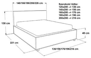 Łóżko 160x200 Tapicerowane CASTRO + Pojemnik | Tkaniny i Kolory Do Wyboru