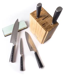 Zestaw 5 noży G21 Damascus Premium w bloku bambusowym, pudełko + kamień szlifierski