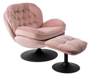 Fotel z Podnózkiem Różowy Velvet KOLAR