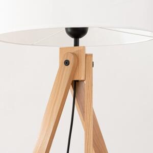 Lampa stojąca podłogowa z abażurem białym trójnóg drewniany 1xE27 15W NATT Sollux Lighting