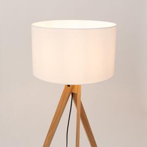Lampa stojąca podłogowa z abażurem białym trójnóg drewniany 1xE27 15W NATT Sollux Lighting