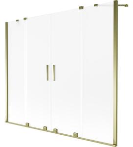 Mexen Velar Duo parawan nawannowy 2-skrzydłowy rozsuwany 180 x 150 cm, szron, złoty - 896-180-000-32-50
