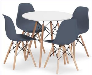 Zestaw biały stół kuchenny 80 cm z 4 krzesłami - Osato 5X 12 kolorów
