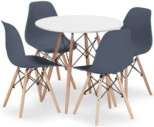 Zestaw biały stół kuchenny 80 cm z 4 krzesłami - Osato 5X 12 kolorów