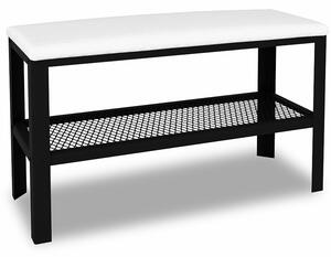 Industrialne siedzisko z półką na buty czarny + biały - Nakari 4X