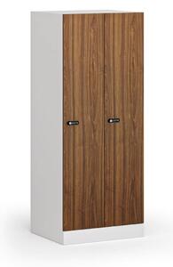 Szafa ubraniowa S1 obniżona 2-drzwiowa, 1500 x 600 x 500 mm, zamek mechaniczny z kodem, drzwi laminowane, orzech