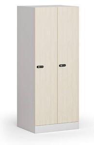 Szafa ubraniowa S1 obniżona 2-drzwiowa, 1500 x 600 x 500 mm, demontaż, zamek mechaniczny z kodem, drzwi laminowane, brzoza