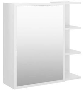 Szafka z lustrem, wysoki połysk, biała, 62,5x20,5x64 cm, płyta