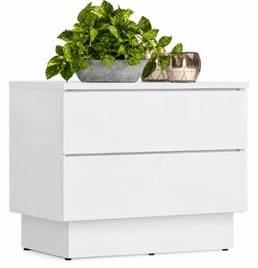 Biała minimalistyczna szafka nocna z 2 szufladami M3-P02
