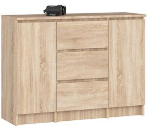 Komoda AKORD K100 kolor DÄ b Sonoma mat 101 cm 2 drzwi 3 szuflady 4 pÃ³Åki 101x35x76 cm