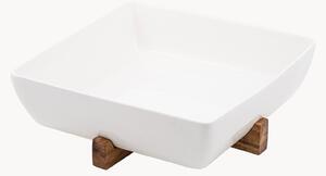Talerz z porcelany z drewnianą podstawką Alto