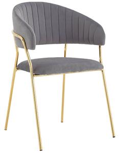 Krzesło Glamour szare C-889 / welur, złote nogi