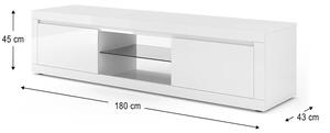 Biały stolik pod telewizor w połysku 180cm