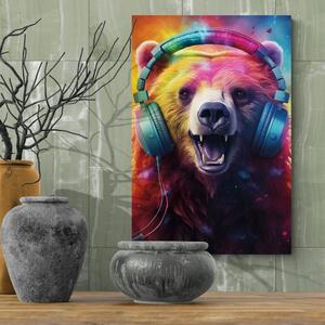Obraz niedźwiedź ze słuchawkami