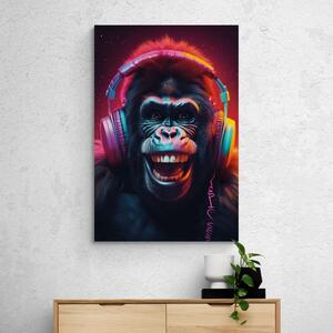 Obraz goryl ze słuchawkami