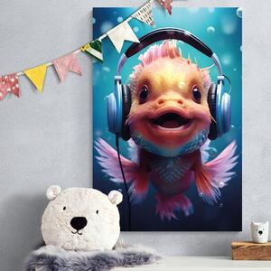 Obraz rybka ze słuchawkami
