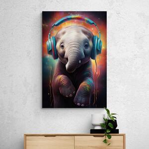 Obraz słoń ze słuchawkami