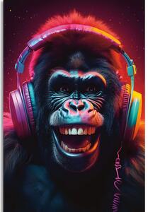 Obraz goryl ze słuchawkami