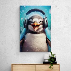 Obraz pingwin ze słuchawkami