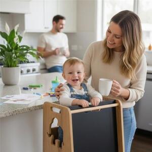 Pomocnik kuchenny dla dzieci z tablicą regulowany Kitchen Helper MDF drewno +kolorowanka