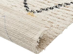 Dywan bawełniany tkany geometryczny wzór 80 x 150 cm beżowy Tezpur Beliani
