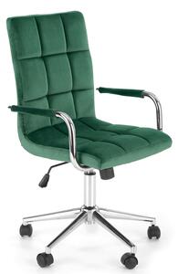 Zielony welurowy fotel obrotowy - Amber 4X