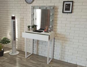 Toaletka "LENA" z lustrem "MILA" biała mat-beton, 75cm, białe U