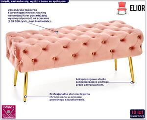 Różowa pikowana ławka do przedpokoju - Eliso