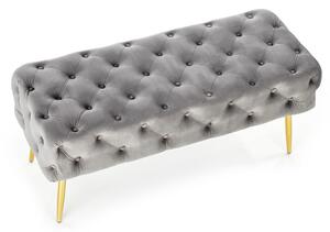 Szara pikowana ławka do przedpokoju w stylu glamour - Eliso