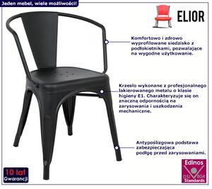 Industrialne krzesło metalowe do jadalni czarne - Riki 4X