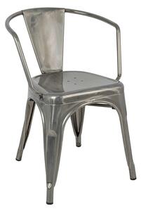 Nowoczesne krzesło z podłokietnikami srebrne - Riki 4X
